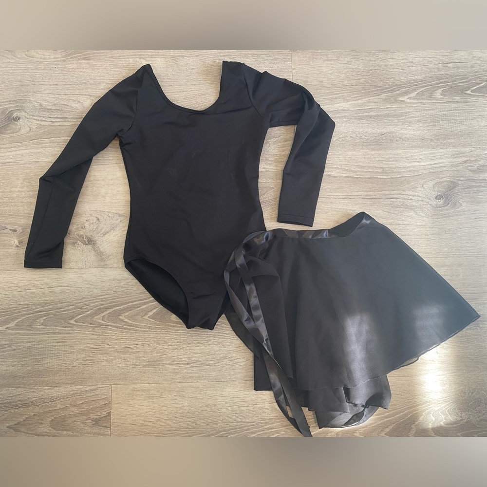 Black Long Sleeve Leotard and Skirt Set 8-10